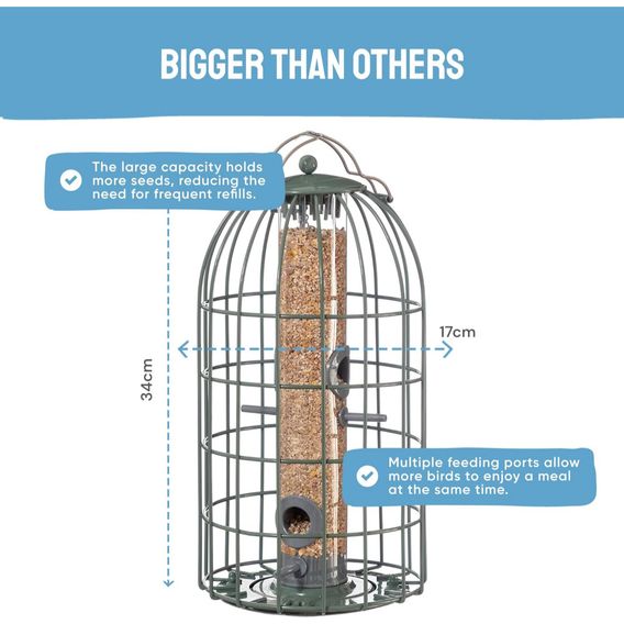 The Nuttery Squirrel-Proof Original Seed Feeder Ocean Green